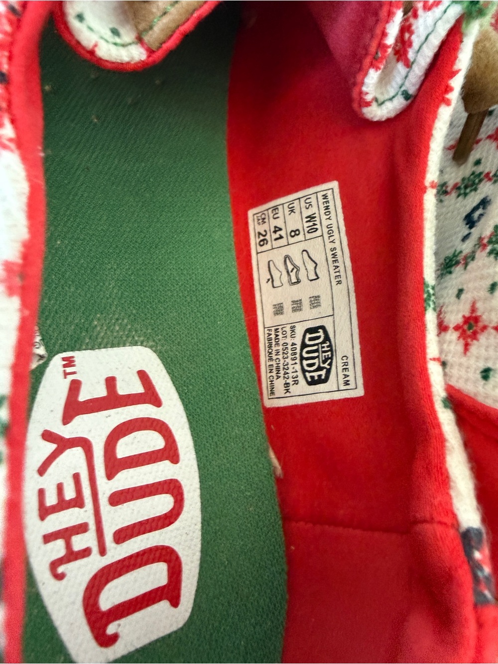 Hey Dude Women’s Red, White and Green Patterned Slip-On Sneakers - Picture 2 of 13